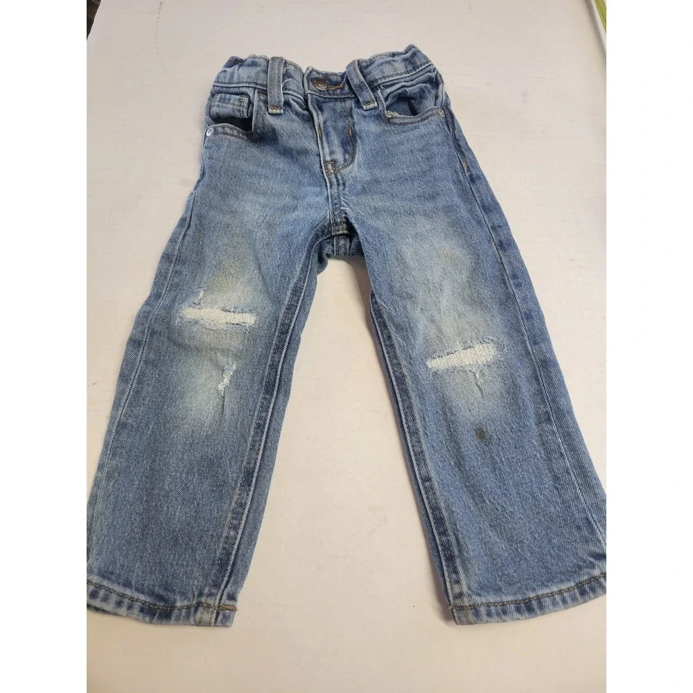 Old Navy Toddler Boys Light Wash‎ Distressed Straight Leg Jeans Size 2T Blue